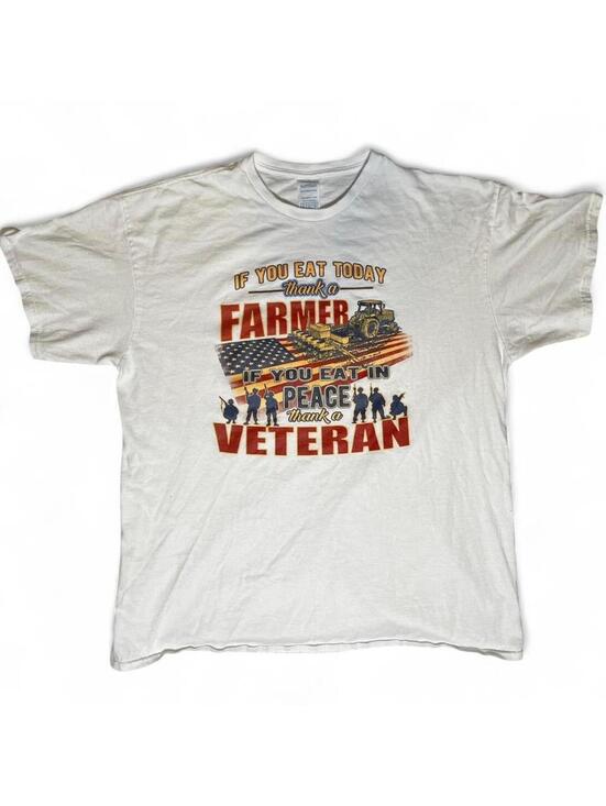 Gildan Other - Thank a Farmer, Thank A Veteran Graphic T-Shirt Size XL